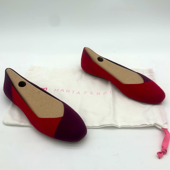 ROTHY’S x MARTA FERRI | Rare Cherry Violet Wool Square Toe Ballet Flats Size 9 - Picture 3 of 14